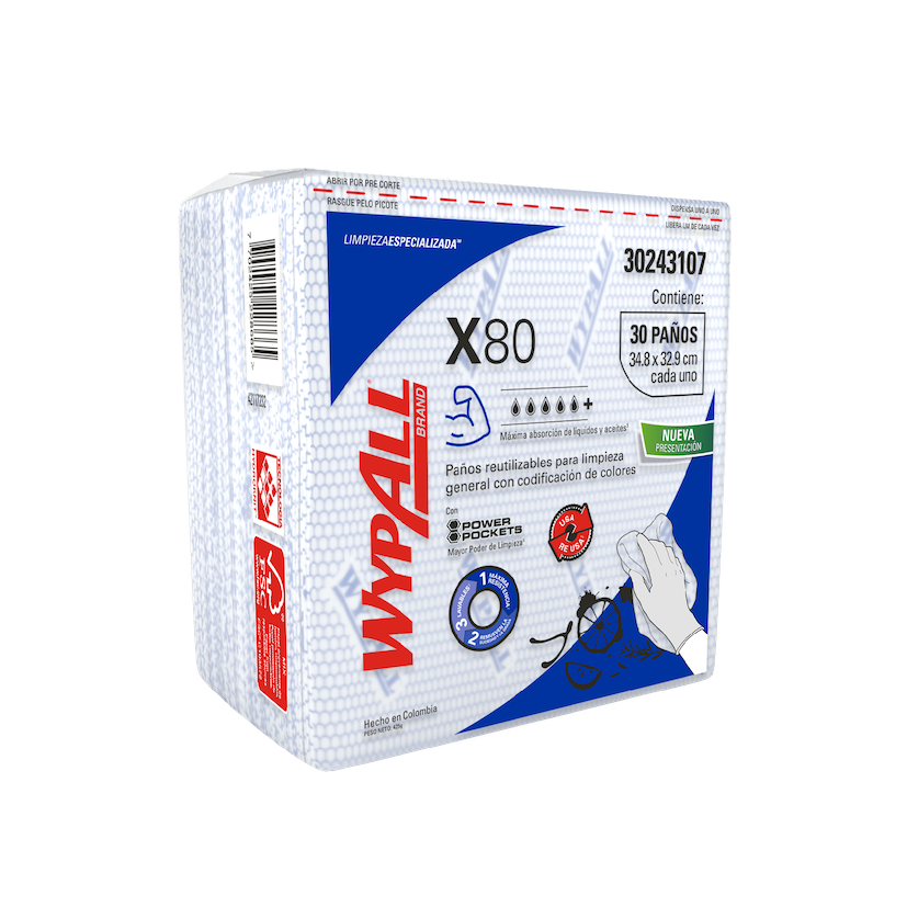 KCP Paños WYPALL X80 Azul doblado 30u (30243107)