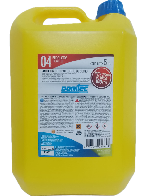 Cloro liquido (100gr/L) 5L DOMITEC